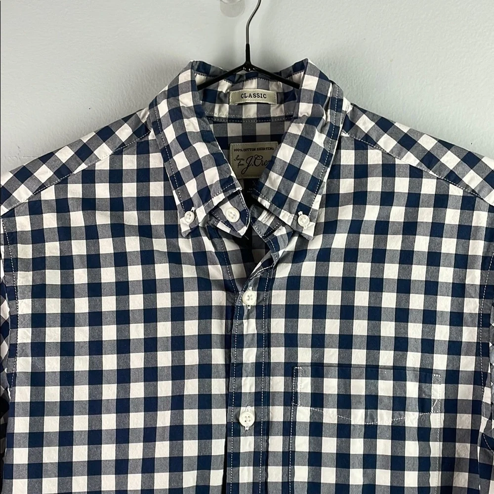 J. Crew Gingham Classic Navy Cotton Shirt Size XS
